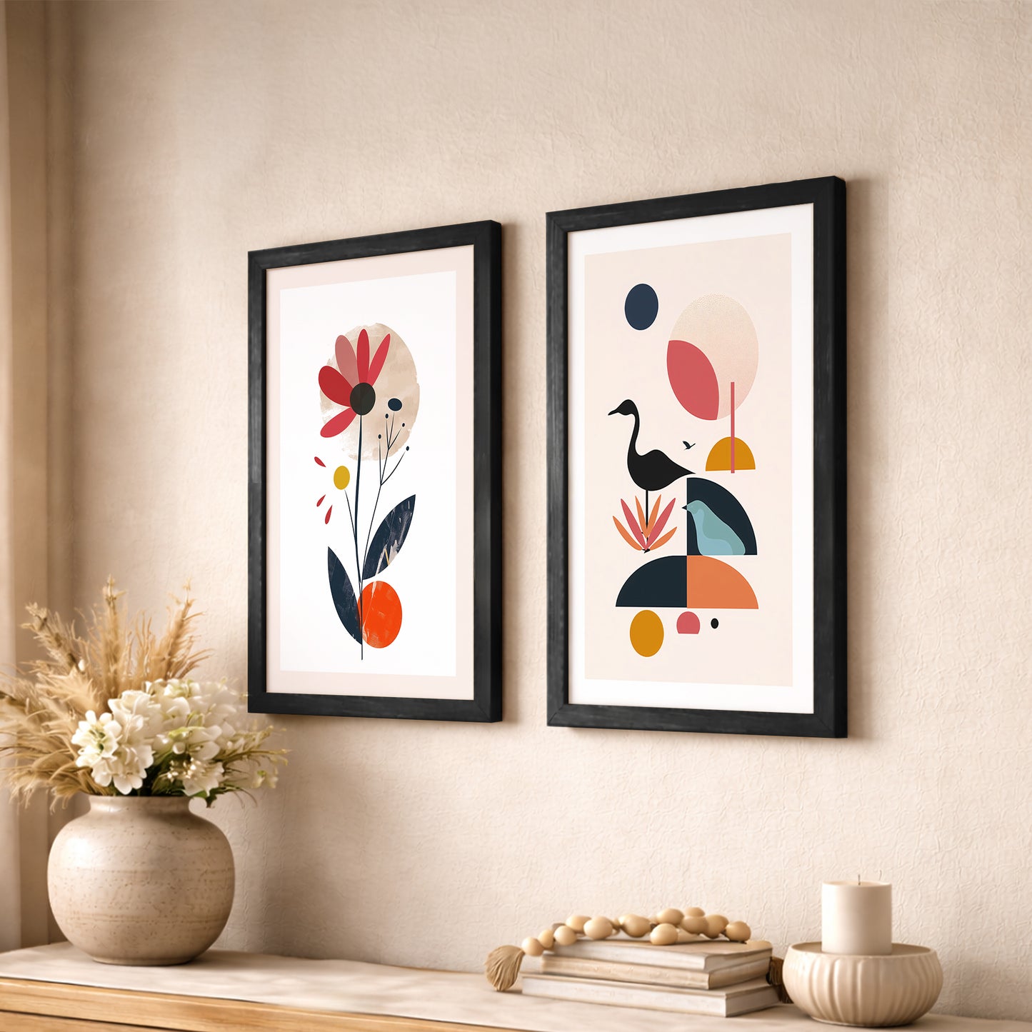 Abstract Modern Floral Wall Art Set of 2