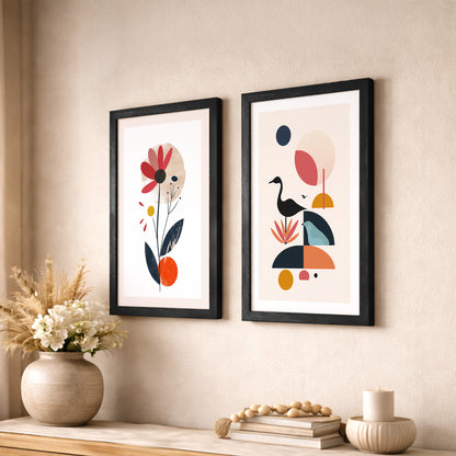 Abstract Modern Floral Wall Art Set of 2