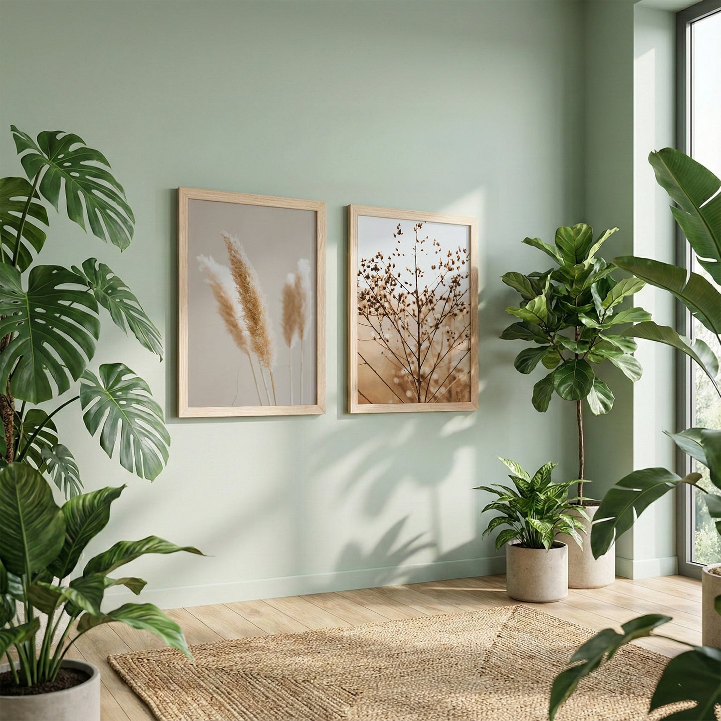 Beige Botanical Minimal Wall Frame Set of 2