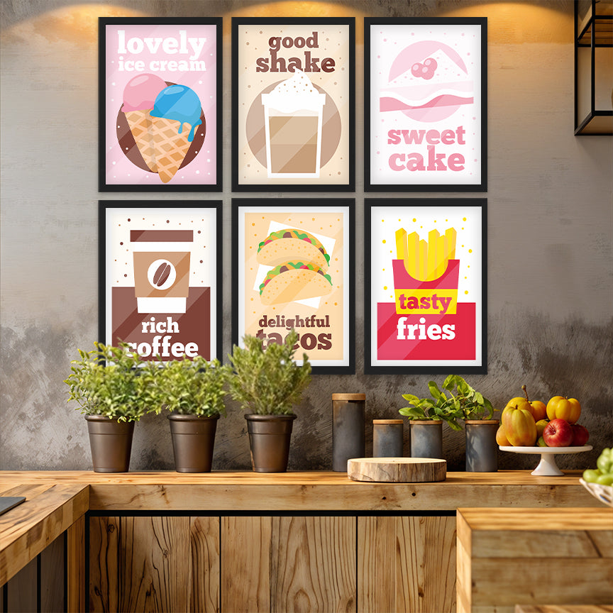 Modern Food Poster Wall Frame Set