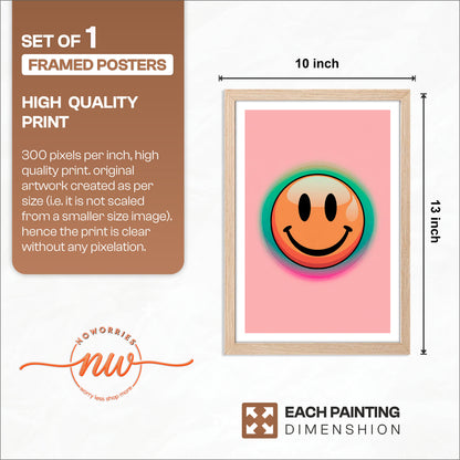 Pastel Smiley Face Aesthetic Framed Poster