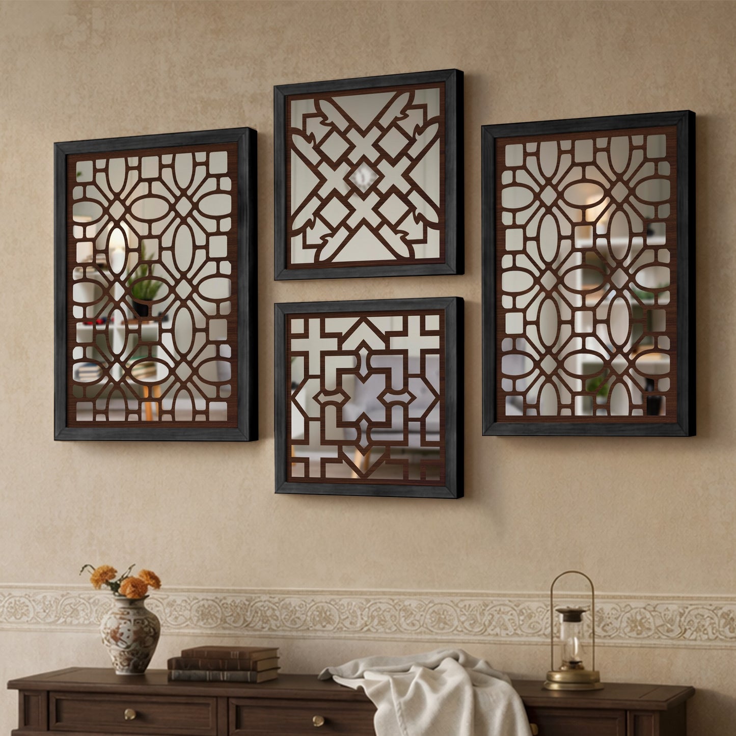 Ornate Mirror Art Set of 4