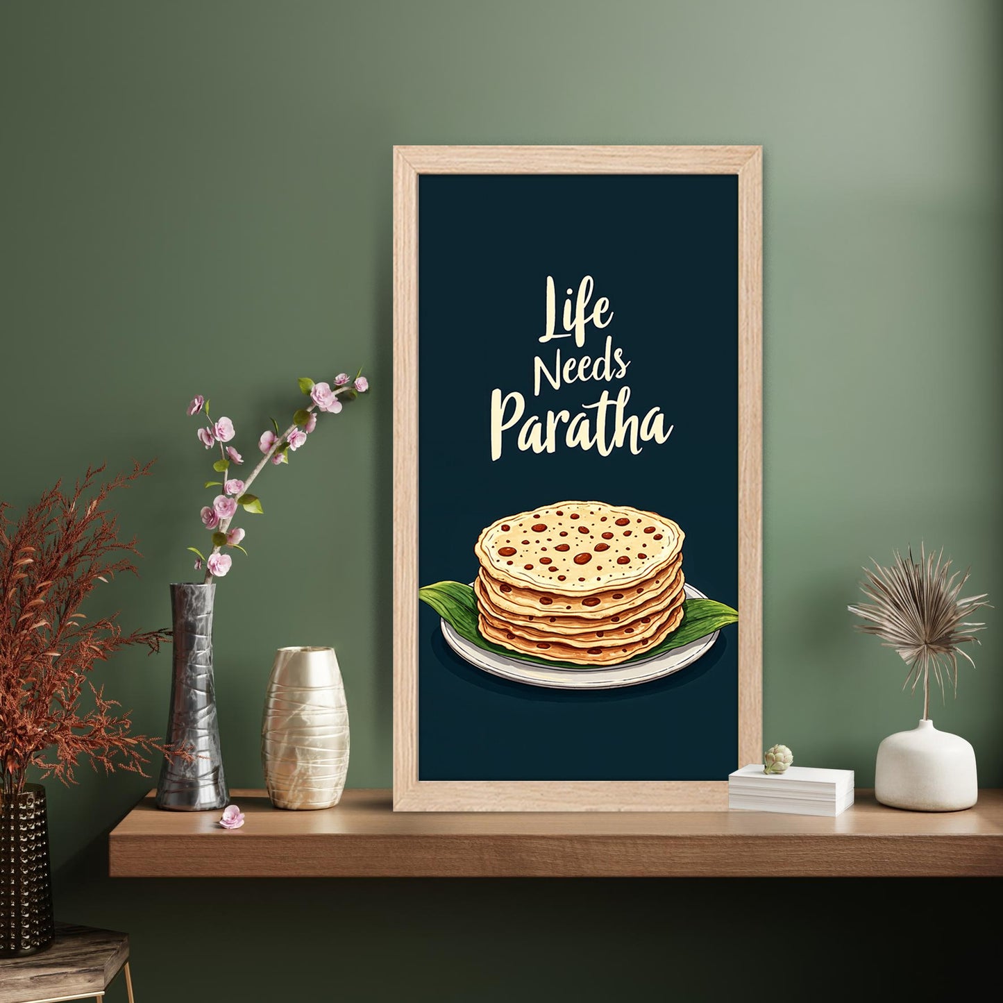 Life Needs Paratha Wall Frame Set of 1