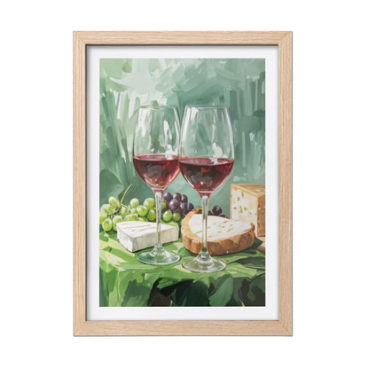 Wine and Cheese Still Life Wall Frame