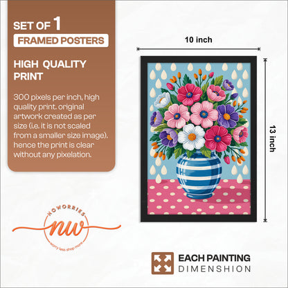 Blooming Floral Vase Framed Wall Art Print