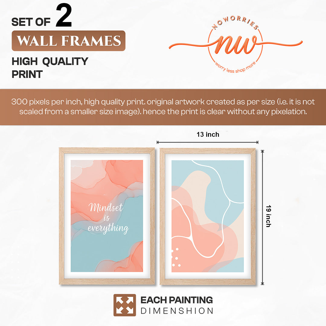 Mindset Is Everything Abstract Wall Art Set of 2