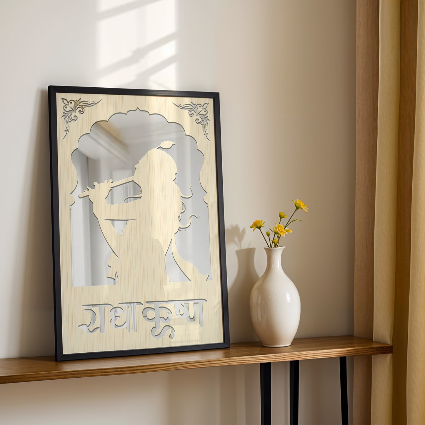 Radha Krishna Pinewood Laser Art
