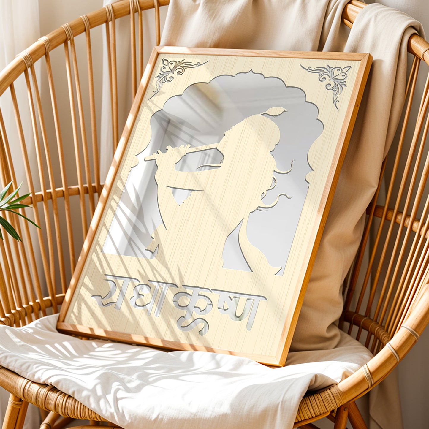 Radha Krishna Pinewood Laser Art