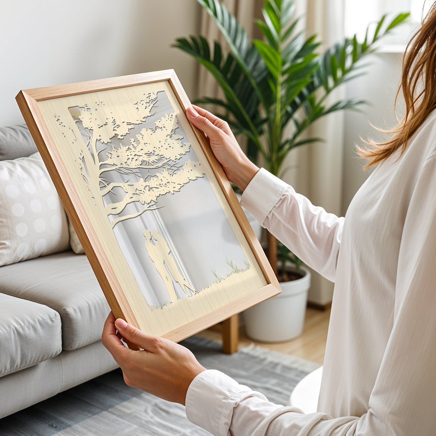 Romantic Couple Pinewood Laser Wall Art