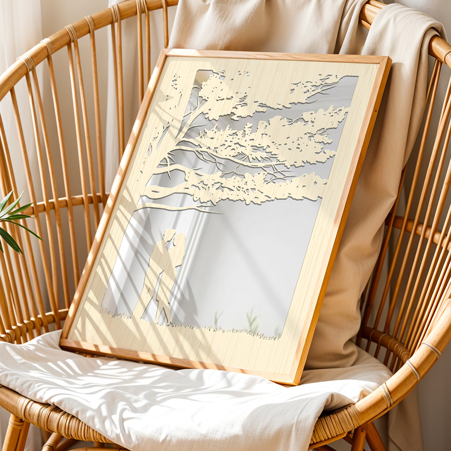 Romantic Couple Pinewood Laser Wall Art