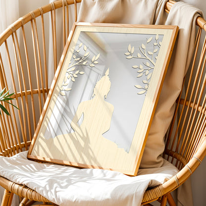 Buddha Meditation Pinewood Wall Art