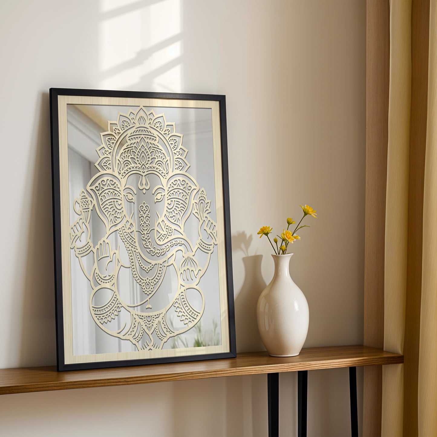 Lord Ganesha Pinewood Laser Art Frame