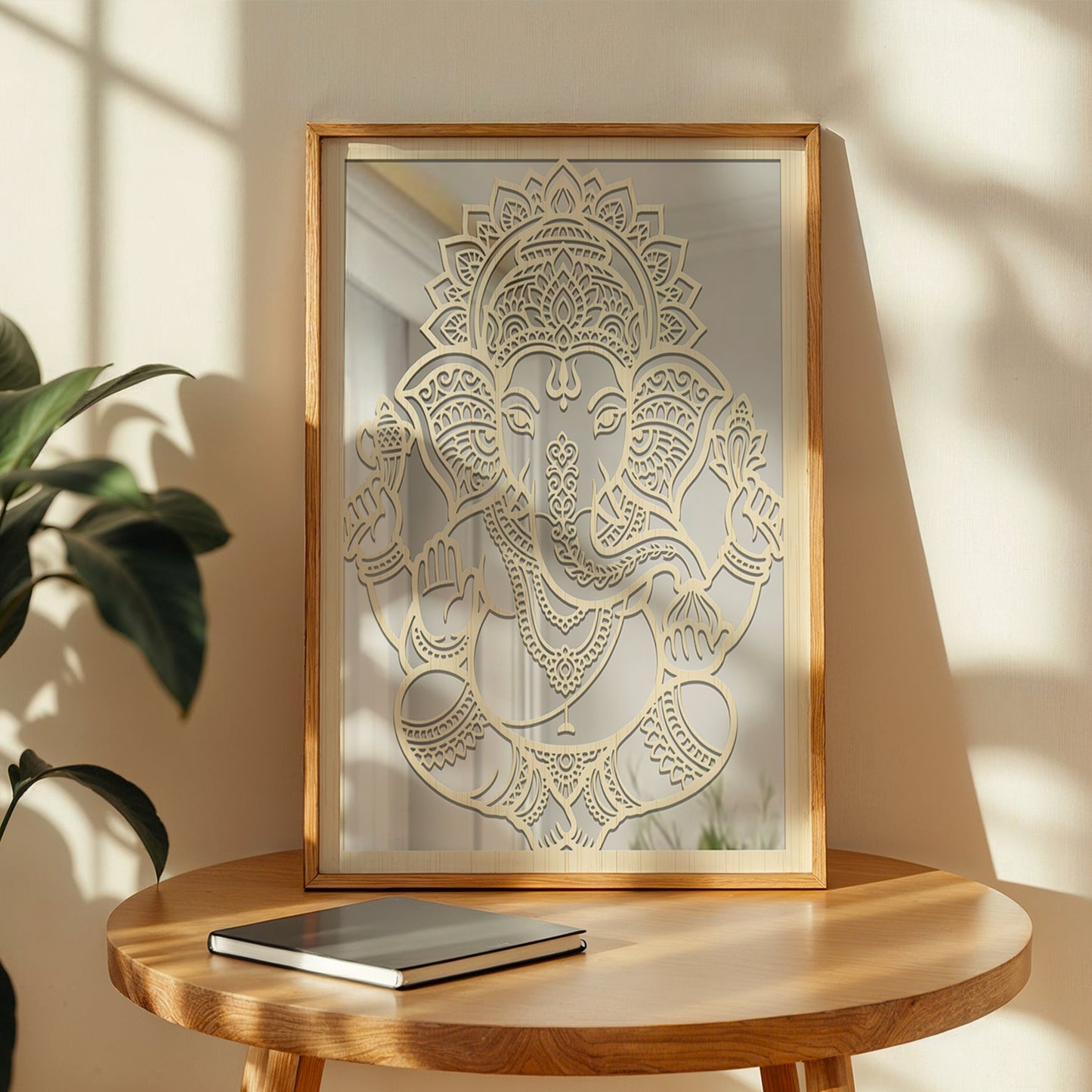 Lord Ganesha Pinewood Laser Art Frame