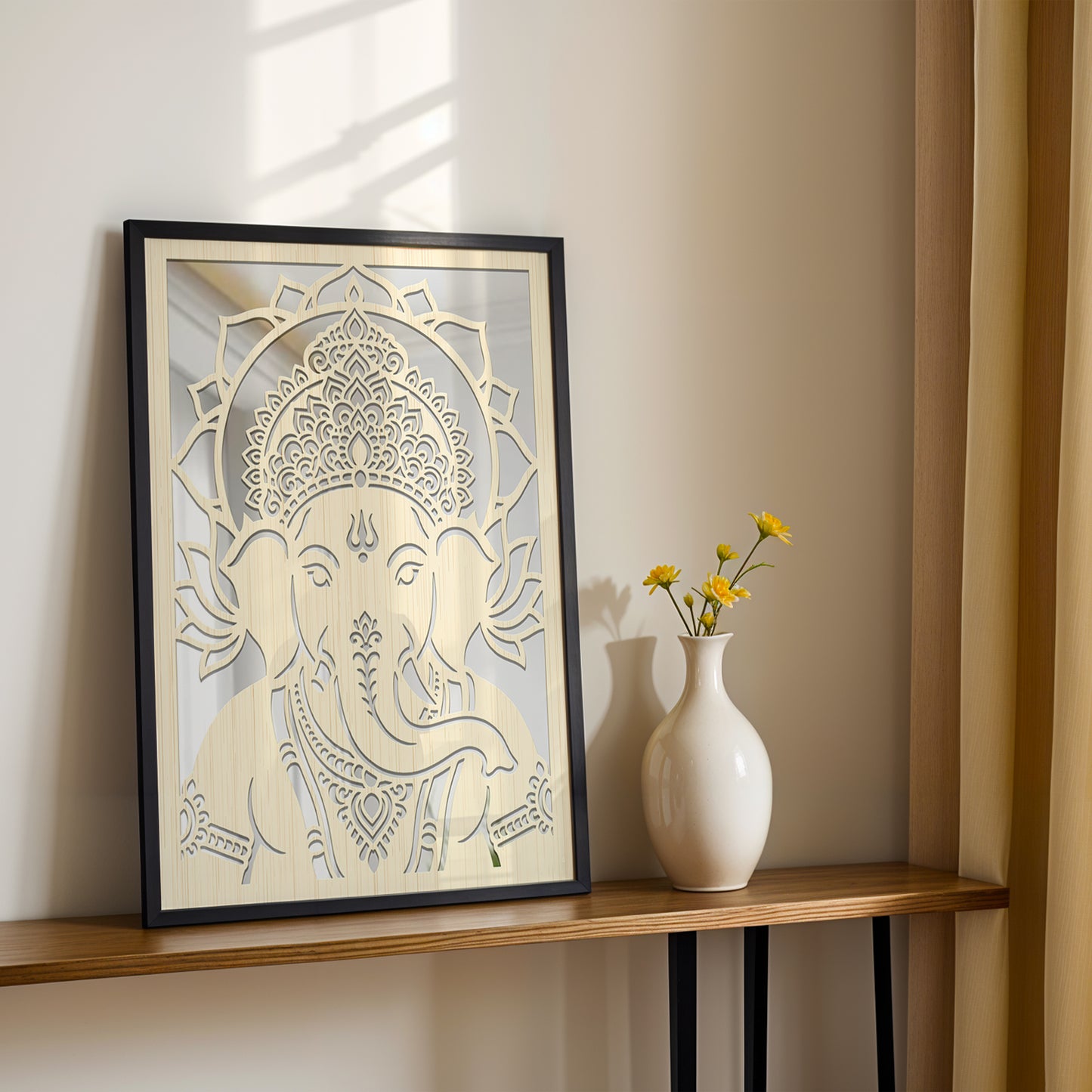 Lord Ganesha Pinewood Laser Wall Art