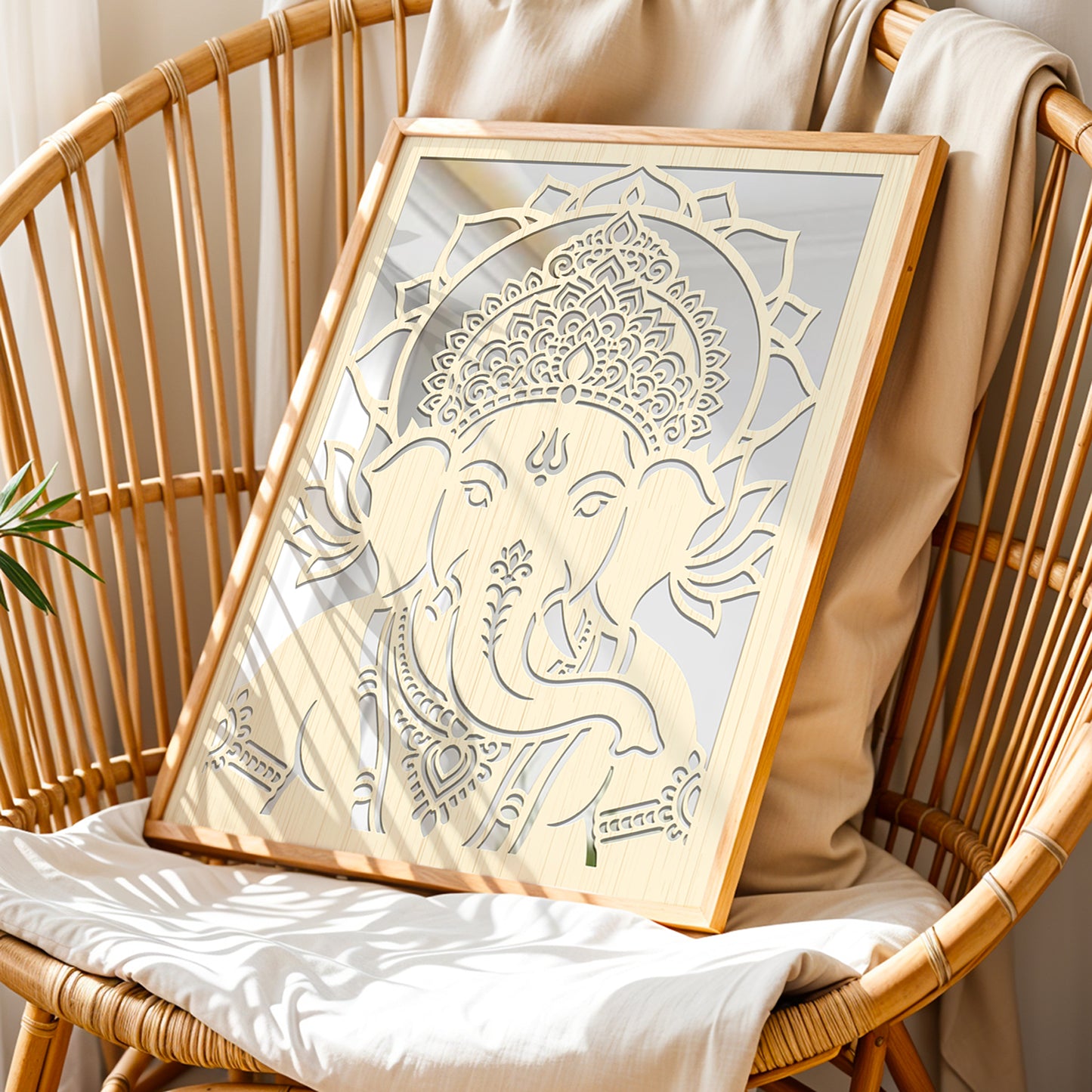Lord Ganesha Pinewood Laser Wall Art