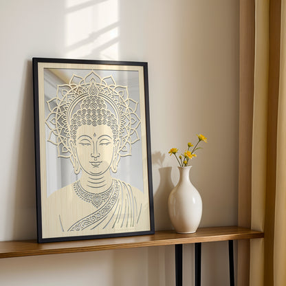 Buddha Pinewood Laser Wall Art
