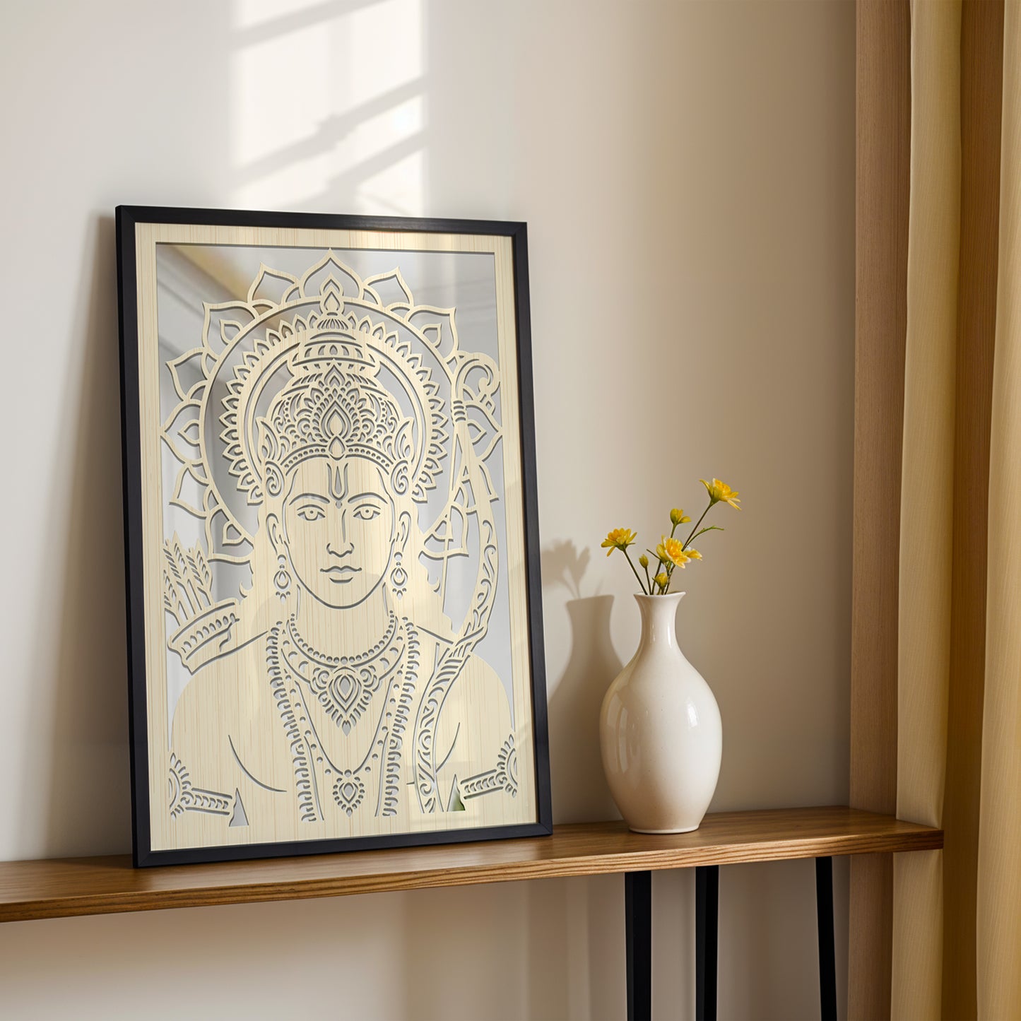 Lord Ram Pinewood Laser Wall Art