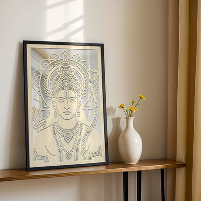 Lord Ram Pinewood Laser Wall Art