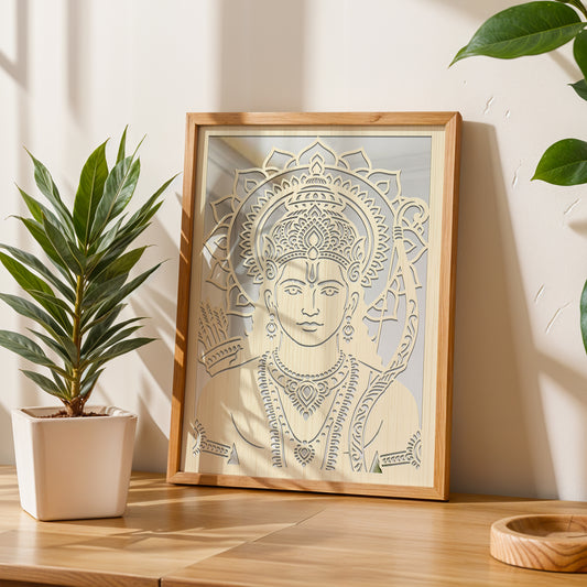 Lord Ram Pinewood Laser Wall Art