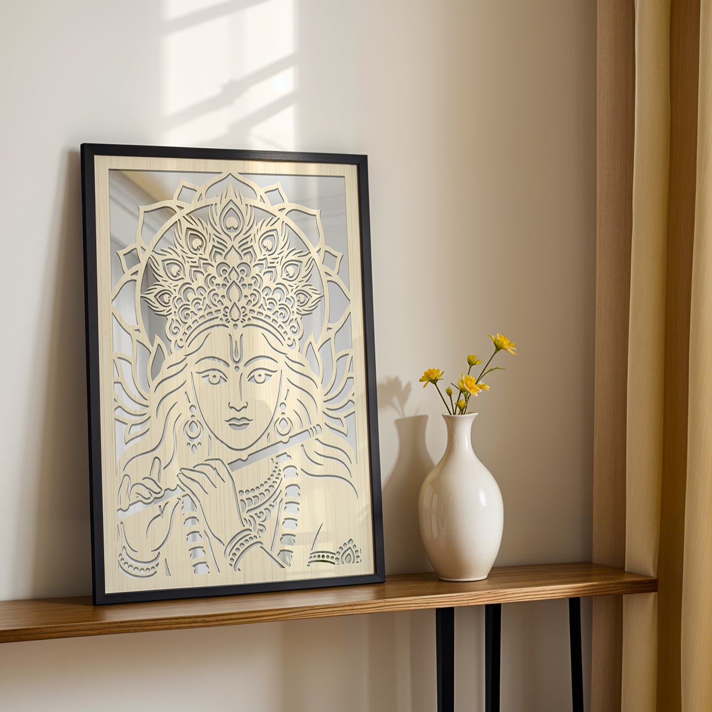 Radha Krishna Pinewood Lasser Art