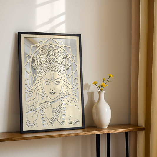 Radha Krishna Pinewood Lasser Art