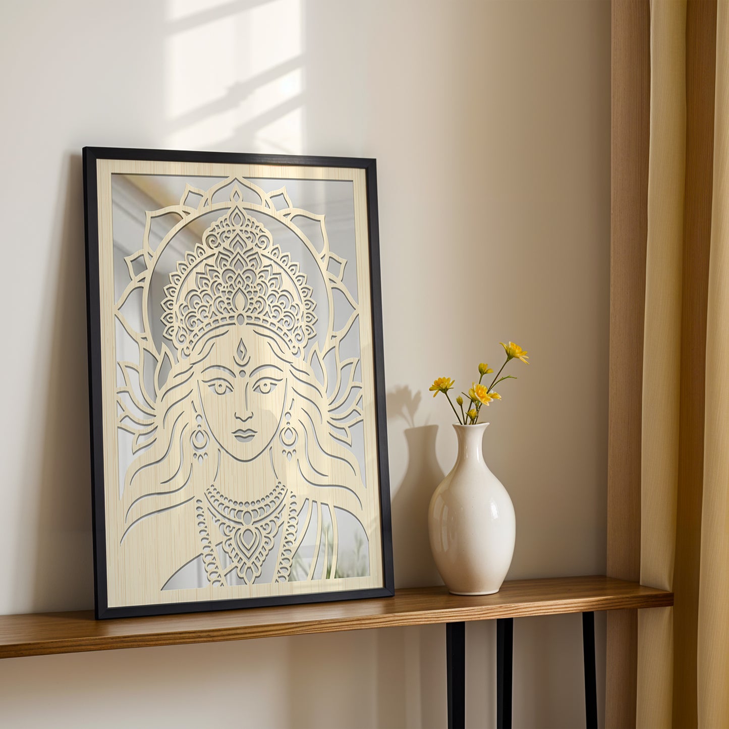 Goddess Durga Pinewood Wall Art