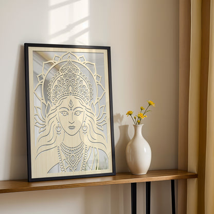 Goddess Durga Pinewood Wall Art