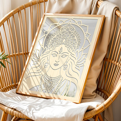 Goddess Durga Pinewood Wall Art