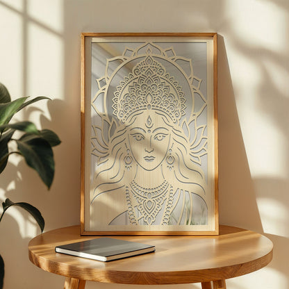 Goddess Durga Pinewood Wall Art