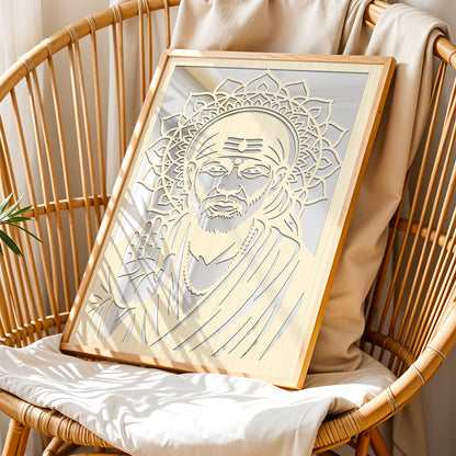 Sai Baba Pinewood Laser Wall Art
