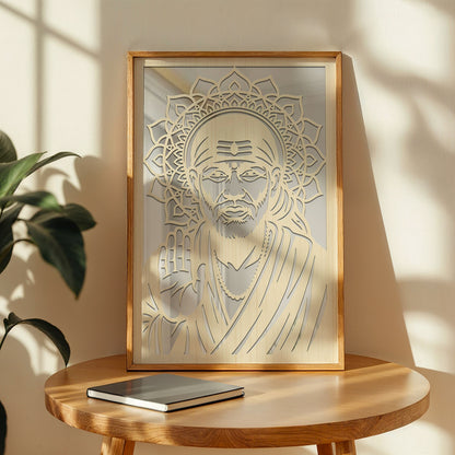 Sai Baba Pinewood Laser Wall Art