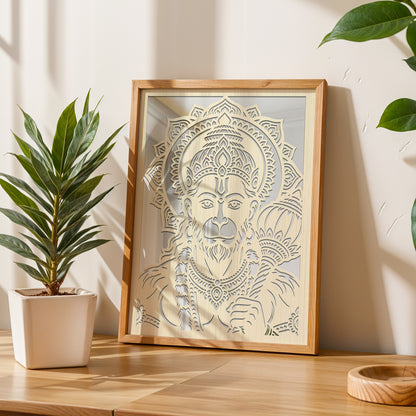 Hanuman Ji Pinewood Laser Art