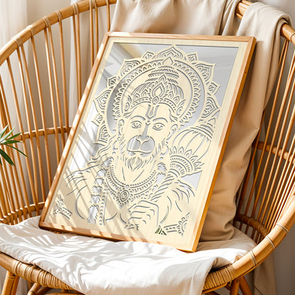 Hanuman Ji Pinewood Laser Art
