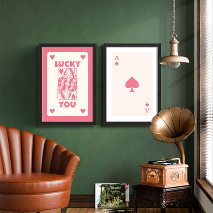 Lucky in Love Playing Card Wall Art Set of 2