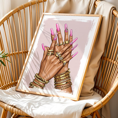 Luxury Nail Art & Jewelry Fashion Wall Print