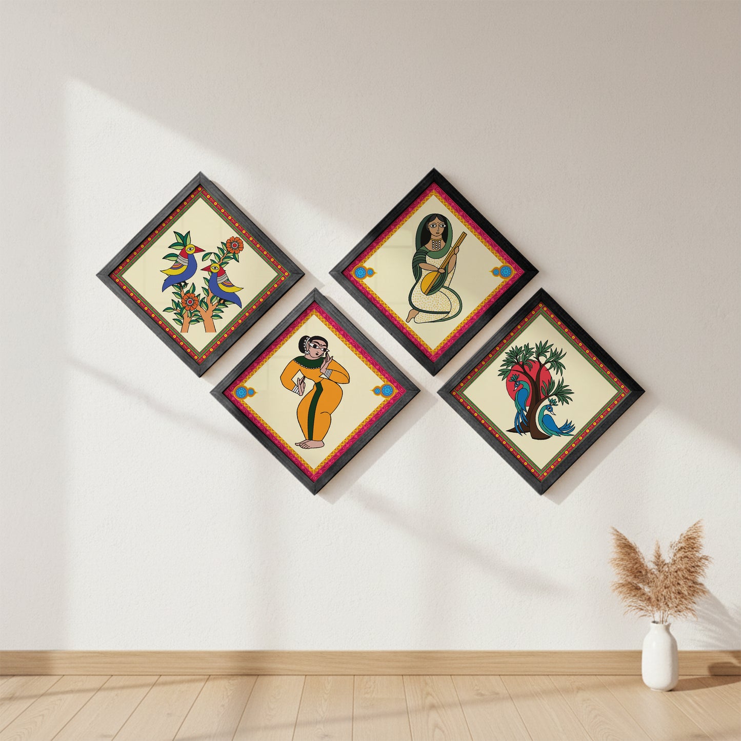 Folk Heritage Wall Art Set of 4