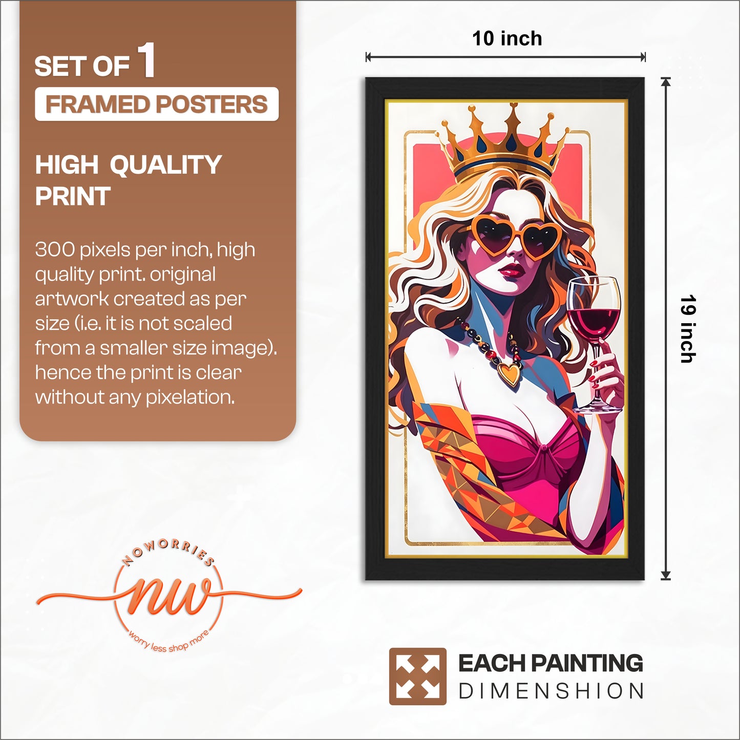 Queen Style Pop Art Wall Frame Set of 1