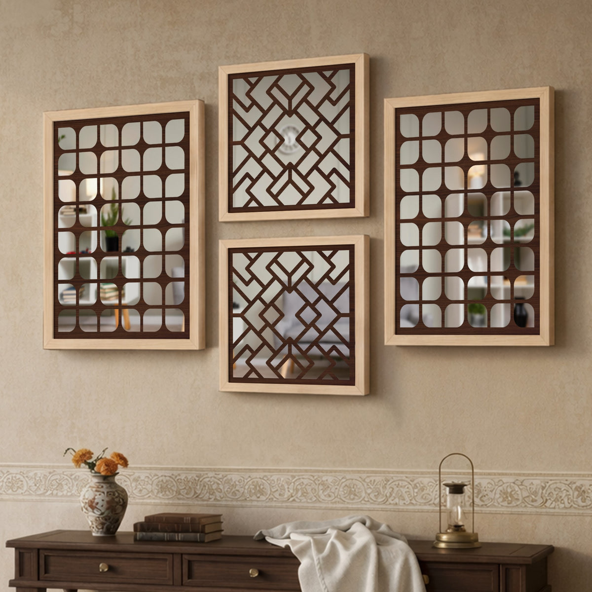 Aero Grid Mirror Art Set of 4