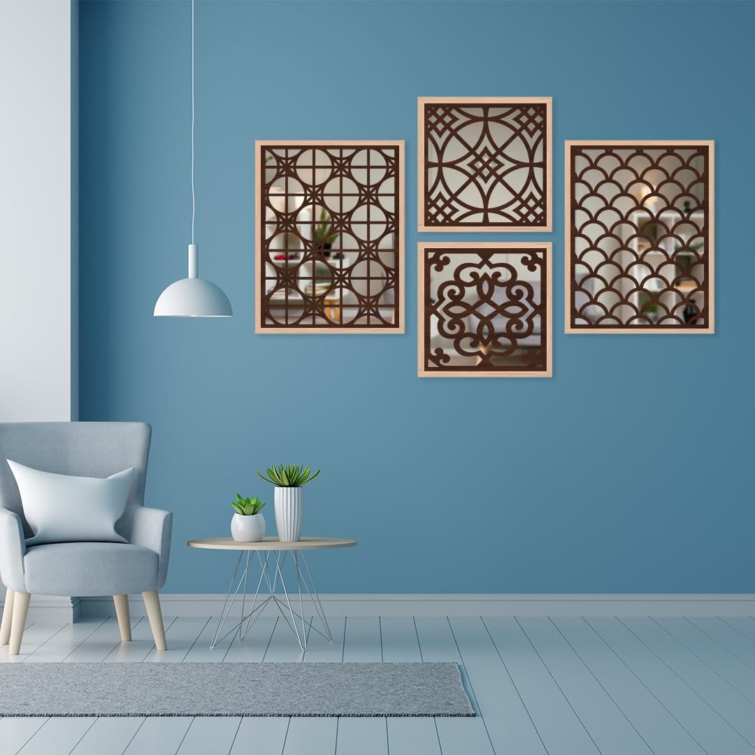 Designer Pattern Wall Mirror Set of 4