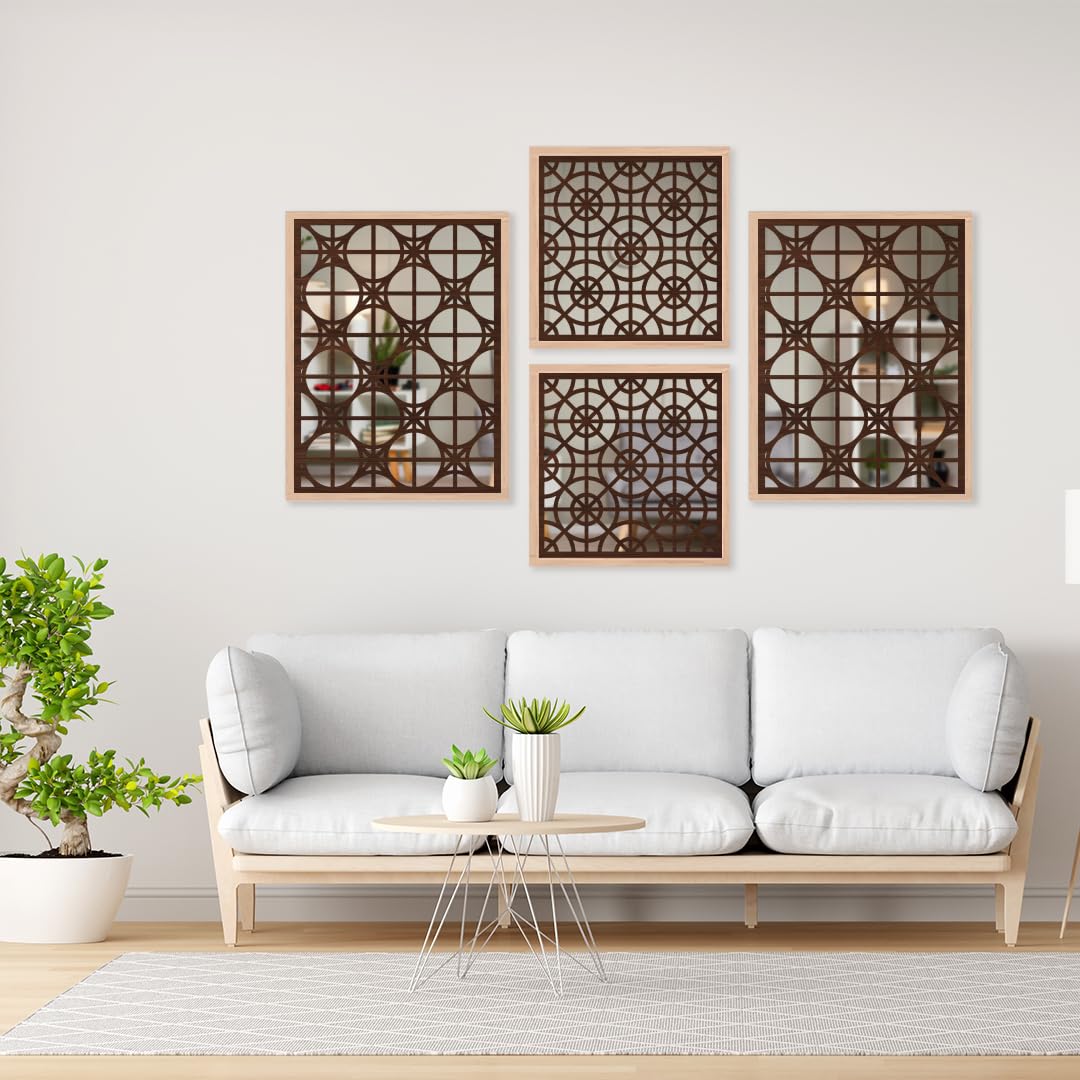 Circle Pattern Wall Mirror Art Set of 4