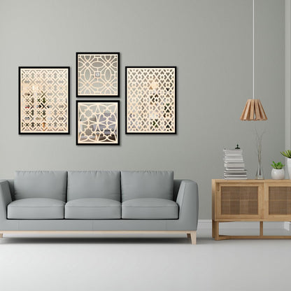 Classic Pattern Wall Mirror Frames Set of 4