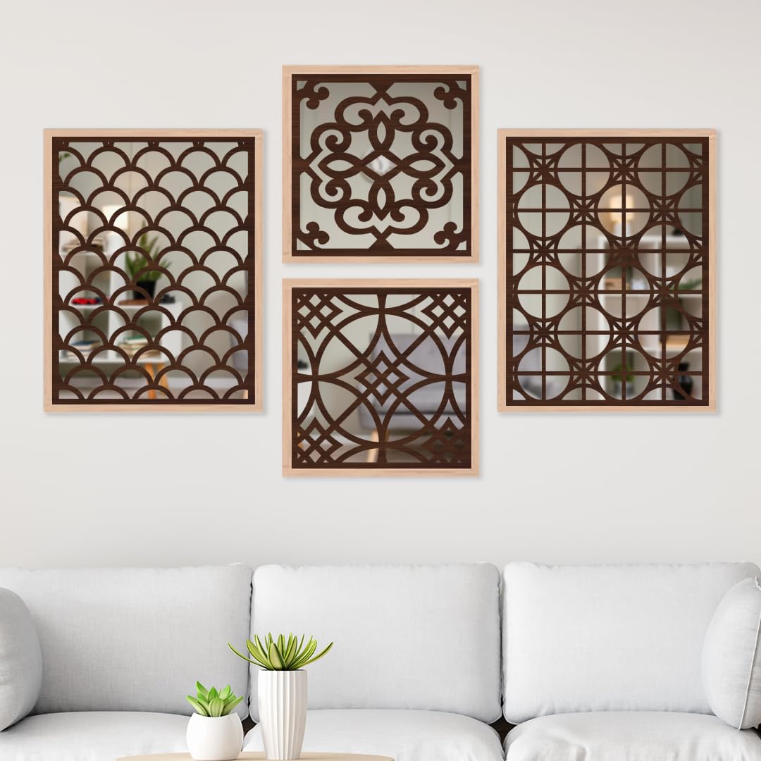 Designer Pattern Wall Mirror Set of 4