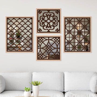Designer Pattern Wall Mirror Set of 4
