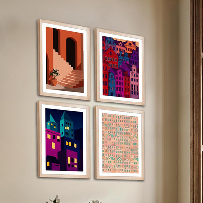 Vibrant Streetscape Quartet