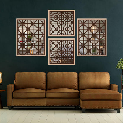Circle Pattern Wall Mirror Art Set of 4