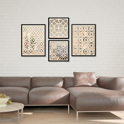 Classic Pattern Wall Mirror Frames Set of 4