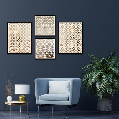 Classic Pattern Wall Mirror Frames Set of 4