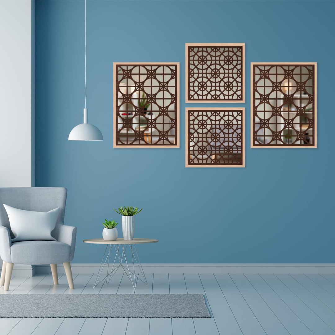 Circle Pattern Wall Mirror Art Set of 4
