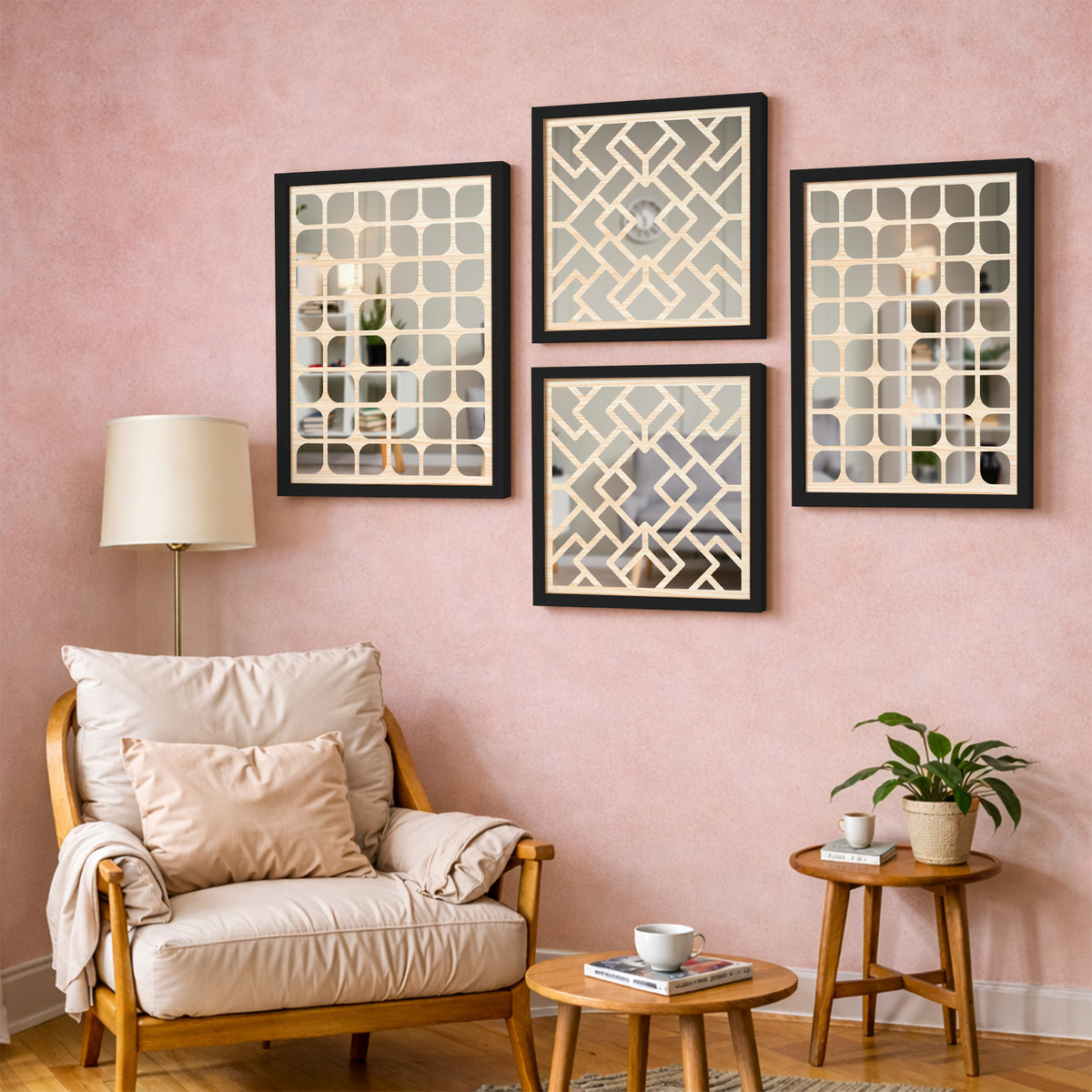Aero Grid Mirror Art Set of 4