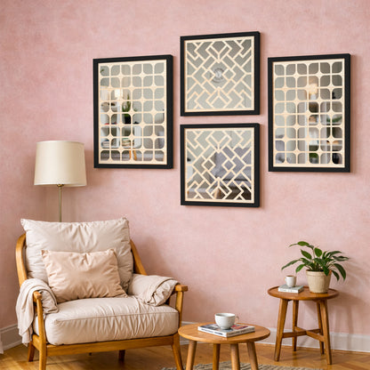 Aero Grid Mirror Art Set of 4